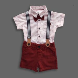 Trendy-Half-Pant-and-Shirt-Set-for-Kids-Red-from-chalkbazar.com