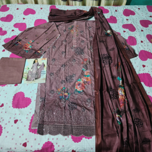 Sequence Cotton Three Piece - Chocolate Color - Eid Special Collection 2024